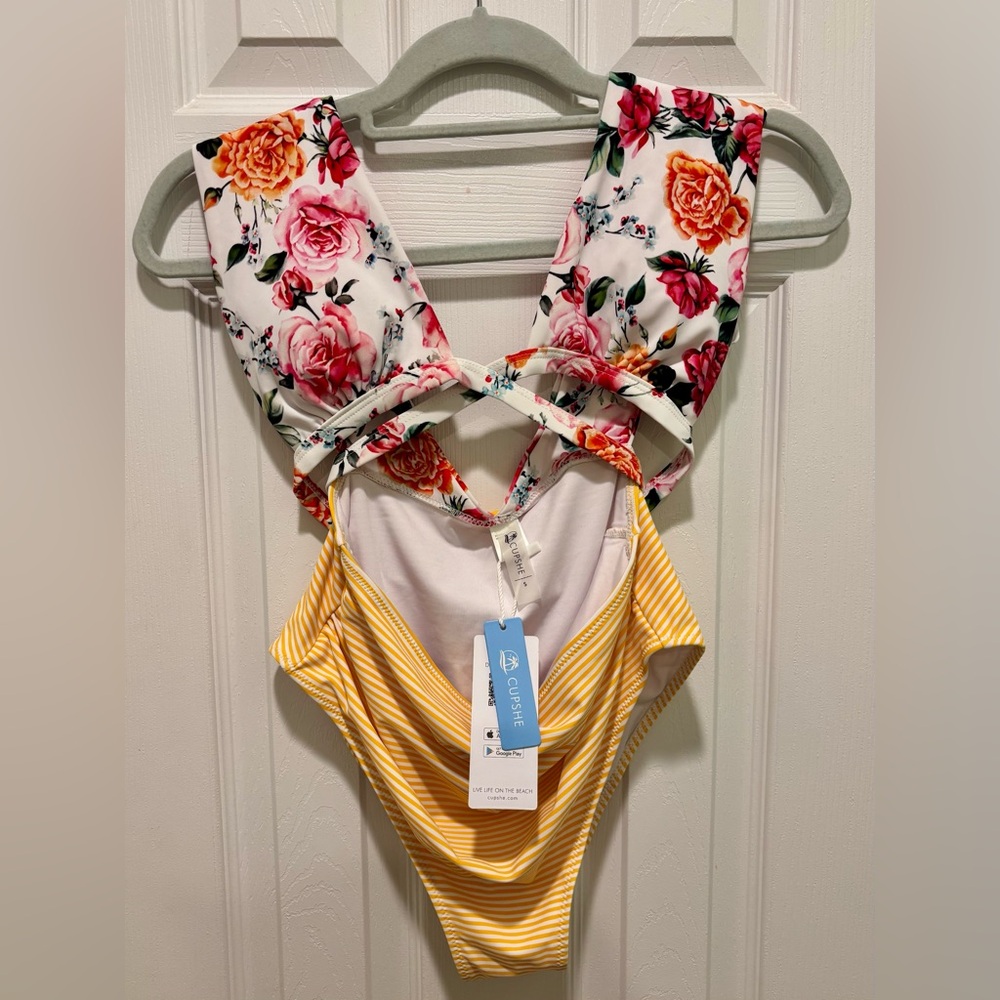 Cusphe Floral One Piece Wraparound Swimsuit S